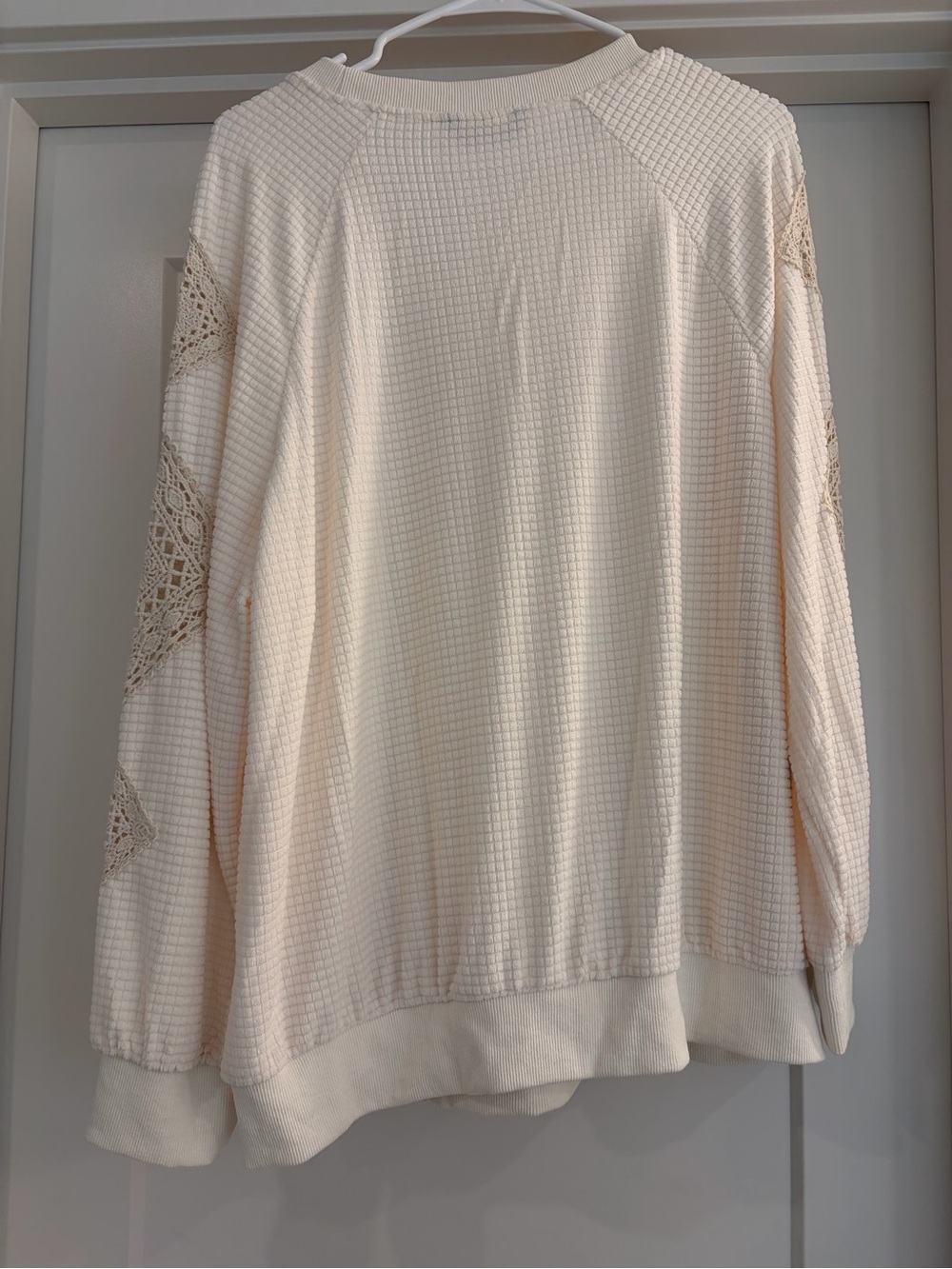 NWT BloomChic Boho Waffle Knit Crochet Lace Sweater Cream - Size 12 - NEW - Picture 3 of 3
